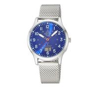 Funkuhr MASTER TIME "Aviation", stahlgrau, blau, Armbanduhren, Herren, Quarzuhr, Armbanduhr, Herrenuhr, Lederarmband, analog, digital (92515956-0) stahlgrau, blau
