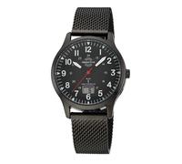 Funkuhr MASTER TIME "Aviation", schwarz, schwarz, Armbanduhren, Herren, Quarzuhr, Armbanduhr, Herrenuhr, Lederarmband, analog, digital (45385024-0) schwarz, schwarz