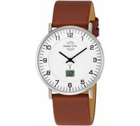 Funkuhr MASTER TIME "Basic", braun (cognacfarben, weiß, weiß), Armbanduhren, Herren, silberfarben, Funkuhr, Armbanduhr, Quarzuhr, Herrenuhr, Datum, Langzeitbatterie (128317-0) cognacfarben, weiß, weiß
