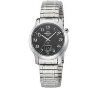 Funkuhr MASTER TIME "Basic", silber (silberfarben, schwarz, schwarz), Armbanduhren, Damen, silberfarben, Funkuhr, Armbanduhr, Quarzuhr, Damenuhr, Datum, Flexband, Zugband (246305-0) silberfarben, schw
