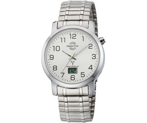 Funkuhr MASTER TIME "Basic", silber (silberfarben, silberfarben), Armbanduhren, Herren, Funkuhr, Armbanduhr, Quarzuhr, Herrenuhr, Datum, Flexband, Zugband (391509-0) silberfarben, silberfarben