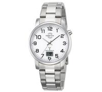 Funkuhr MASTER TIME "Basic", silber (silberfarben, weiß), Armbanduhren, Herren, Funkuhr, Armbanduhr, Quarzuhr, Herrenuhr, Datum, Edelstahlarmband (382854-0) silberfarben, weiß