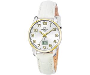 Funkuhr MASTER TIME "Basic", weiß, Armbanduhren, Damen, Funkuhr, Armbanduhr, Damenuhr, Datum, Leuchtzeiger, Lederarmband (23302306-0) weiß
