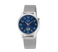 Funkuhr MASTER TIME "Lady Line", blau (silberfarben, blau), Armbanduhren, Damen, Funkuhr, Quarzuhr, Armbanduhr, Damenuhr, Edelstahlarmband, analog, digital (77803624-0) silberfarben, blau