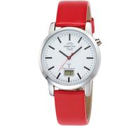 Funkuhr MASTER TIME, rot, Armbanduhren, Herren, Quarzuhr, Armbanduhr, Herrenuhr, Lederarmband, analog, digital (34917863-0) rot