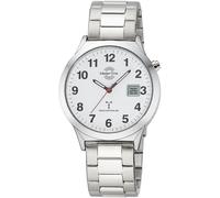 Funkuhr MASTER TIME, silberfarben, weiß, Armbanduhren, Herren, Quarzuhr, Armbanduhr, Herrenuhr, Edelstahlarmband, analog, digital (62510617-0) silberfarben, weiß