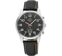Funkuhr MASTER TIME "Super Power", schwarz (schwarz, schwarz), Armbanduhren, Herren, Funkuhr, Armbanduhr, Quarzuhr, Herrenuhr, Datum, Leuchtzeiger (89179342-0) schwarz, schwarz