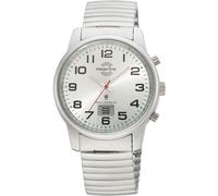 Funkuhr MASTER TIME "Super Power", silber (silberfarben, silberfarben, silberfarben), Armbanduhren, Herren, silberfarben, Funkuhr, Armbanduhr, Quarzuhr, Herren, Datum, Leuchtzeiger, Flexband, Zugband 
