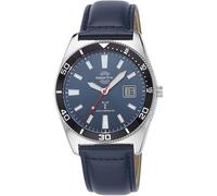 Funkuhr MASTER TIME "Super Power Sporty", blau (dunkelblau), Armbanduhren, Herren, Funkuhr, Armbanduhr, Quarzuhr, Herrenuhr, Datum, Leuchtzeiger, Lederarmband (50181305-0) dunkelblau