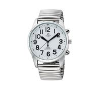 Funkuhr QUALITY TIME "Talking Watch", silberfarben, Armbanduhren, Herren, Funkuhr, Quarzuhr, Armbanduhr, Herrenuhr, Edelstahlarmband, analog, Tag (88855149-0) silberfarben