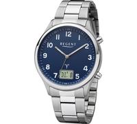 Funkuhr REGENT, blau (edelstahlfarben, dunkelblau), Armbanduhren, Herren, Funkuhr, Quarzuhr, Armbanduhr, Herrenuhr, Damenuhr, Datum, Edelstahlarmband (73097237-0)