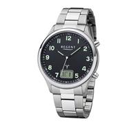 Funkuhr REGENT, edelstahlfarben, Armbanduhren, Herren, Funkuhr, Quarzuhr, Armbanduhr, Herrenuhr, Edelstahlarmband, analog, digital (35900017-0)