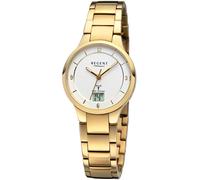 Funkuhr REGENT, gold (goldfarben, weiß), Armbanduhren, Damen, Funkuhr, Quarzuhr, Armbanduhr, Damenuhr, Datum, Edelstahlarmband (81869823-0) goldfarben, weiß