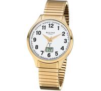 Funkuhr REGENT, gold (goldfarben, weiß), Armbanduhren, Herren, Funkuhr, Quarzuhr Armbanduhr,Herrenuhr,Damenuhr, Edelstahlarmband,Datum,Zugband (13098646-0)