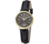 Funkuhr REGENT, schwarz, goldfarben, Armbanduhren, Damen, Funkuhr, Quarzuhr, Armbanduhr, Damenuhr, Datum, Lederarmband (85772467-0) schwarz, goldfarben