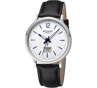 Funkuhr REGENT, schwarz, silberfarben, Armbanduhren, Damen, Funkuhr, Quarzuhr, Armbanduhr, Herrenuhr, Damenuhr, Datum, Lederarmband (86579414-0) schwarz, silberfarben
