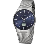 Funkuhr REGENT, silber (silberfarben, dunkelblau), Armbanduhren, Herren, Funkuhr, Quarzuhr, Armbanduhr, Herrenuhr, Datum, Edelstahlarmband (22989219-0)