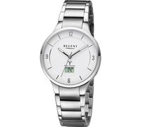 Funkuhr REGENT, weiß (edelstahlfarben, weiß), Armbanduhren, Damen, Funkuhr, Quarzuhr, Armbanduhr, Herrenuhr, Datum, Damenuhr, Edelstahlarmband (54534705-0) edelstahlfarben, weiß