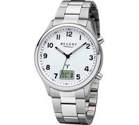 Funkuhr REGENT, weiß (edelstahlfarben, weiß), Armbanduhren, Herren, Funkuhr, Quarzuhr, Armbanduhr, Herrenuhr, Damenuhr, Datum, Edelstahlarmband (16093707-0)