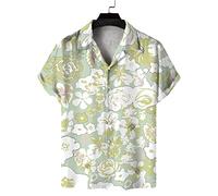 Funky Camp-Kragen-Hawaii-Hemd - Herren, Kurzärmelig, Abstrakte Kunst, Blumendruck, Aloha-Hemd, Lockeres Cardigan-Oberteil, Straße, Lässig, Sommer, Strand, Urlaub, Ausgefallene Bluse, Männliche G