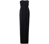 Funky Fashion Damen Bandeau-Maxikleid mit Raffung, Größe 36-54 Gr. UK-(50-52), Schwarz