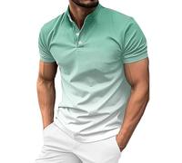 Funky Gradient Color Printed Polo T-Shirt Herren - Business Formelle Poloshirts Schön Elegant Kurzarm Poloshirt Bequem Sport T-Shirt Sommer Shirt Bequem Golf Poloshirts, mintgrün, XL