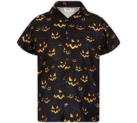 Funky Hawaiihemd, Halloween, Herren, Kurzarm, Pumpkin Allover, Schwarz, 3XL