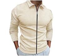 Funky Herren-Hemd mit Waffelmuster, langärmelig, Business-Langarmhemd, schlichte, formelle Hemden, bequemes Wanderhemd, hautfreundlich, Outdoor-Hemden, lässiger Reißverschluss, lockere Passform für