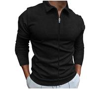 Funky Herren Waffel-Hemden Langarm - Business Langarm-Hemd Einfache Formelle Hemden Bequemes Wander-Hemd Hautfreundliche Outdoor-Hemden Lässiges Reißverschluss-Hemd Lockere Passform für den Alltag