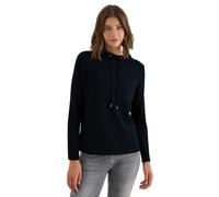 Langarmshirt CECIL, Damen, Gr. XXL (46), blau (urban dunkelblau), Stoff, 69% Polyester, 28% Viskose, 3% Elasthan, unifarben, normal normal, hoch geschlossener Ausschnitt, abgesteppt, Shirts, mit Tunne