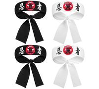 FUNNETOYU 4 Stück pack Japanische Karate Stirnbänder aus Polyester Zuverlässiges Sportstirnband mit Ninja Motiv Modisches Stirnband für Männer als Outfit oder Kostüm