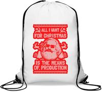 Funny All I Want for Christmas is The Means of Production Karl Marx Gym Sack Casual Drawstring Bag White