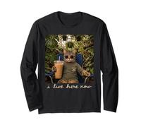 Funny Cat Pflanzenliebhaber I Live Here Now Langarmshirt