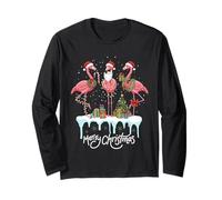 Funny Christmas Flamingo Tee - Süße rosa Flamingos inkl Langarmshirt