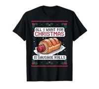 Funny Christmas Sausage Roll Ugly Sweater Style Apparel T-Shirt