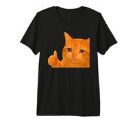 Funny Crying Orange Cat Meme Thumbs-up Weird Cat Face Meme Premium T-Shirt