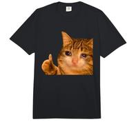 Funny Crying Tabby Cat Meme Thumbs-up Weird Cat Face Meme Comfort Colors Adult Heavyweight T-Shirt