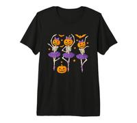 Funny Halloween Ballet Dance Girls Skeleton Pumpkins Head Premium T-Shirt