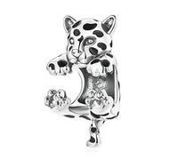 Funny Little Cheetah Charm 925 Sterling Silver Charm Fits For Pandora Bracelet, European Charms Bracelet