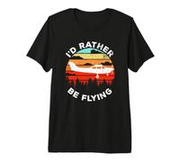 Funny Pilot I'd Rather Be Flying Retro C172 Airplane Premium T-Shirt