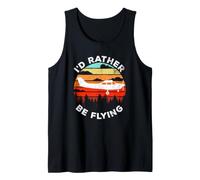 Funny Pilot I'd Rather Be Flying Retro C172 Airplane Tank Top