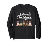 Funny Pug Dog Christmas Lights Santa Hat Candy Cane Xmas Langarmshirt
