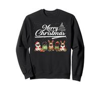 Funny Pug Dog Christmas Lights Santa Hat Candy Cane Xmas Sweatshirt