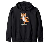 Funny Tiger Skater Skateboard Ballerina Zoo Jungen Mädchen Kapuzenjacke