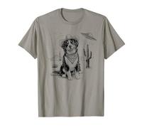 Funny UFO Bernese Mountain Dog Alien Vintage 90s Wild West T-Shirt