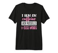 Funny Womens Caffeine and Cuss Words Jack Russell Dog Lover Premium T-Shirt