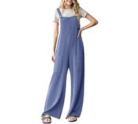 Funnyrap Latzhose Damen Weite Bein Schlag Jumpsuit Loose Fit Lässiger Cord-Overall Baggy Playsuits Sommer Lang Boho Strampler Ärmellos Overalls Casual Adjustable Bib Pants mit Taschen