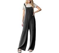 Funnyrap Latzhose Damen Weite Bein Schlag Jumpsuit Loose Fit Lässiger Cord-Overall Baggy Playsuits Sommer Lang Boho Strampler Ärmellos Overalls Casual Adjustable Bib Pants mit Taschen