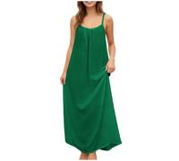 Funnyrap Sommerkleid Damen Rückenfreies Cami-Kleid Mit Häkelspitze Lang Maxikleid Musselin Kleid Ärmellos Spaghettiträger Boho Kleider Lockere Leicht Trägerkleid Elegant Cami Strandkleid
