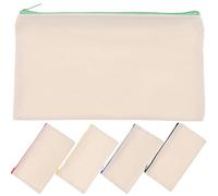 FUNOMOCYA 5 Stück Teiliges Canvas Mäppchen mit Reißverschluss DIY Blanko Kosmetiktasche und Federmäppchen Waschbare Segeltuch Federtasche zum Bemalen Vielseitige Reise Aufbewahrungstasche